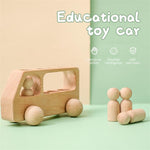 Load image into Gallery viewer, Customisable Wooden Toy bus with 4 peg dolls
