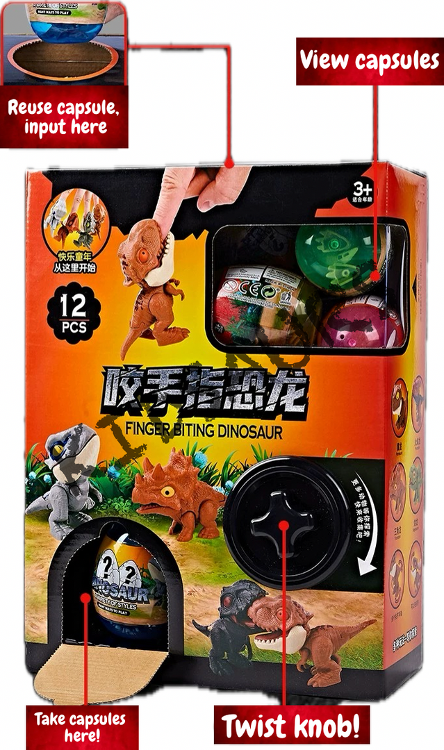 Dinosaurs capsules with box