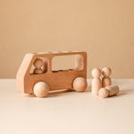 Load image into Gallery viewer, Customisable Wooden Toy bus with 4 peg dolls
