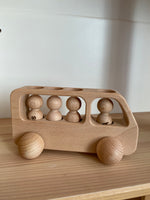 Load image into Gallery viewer, Customisable Wooden Toy bus with 4 peg dolls
